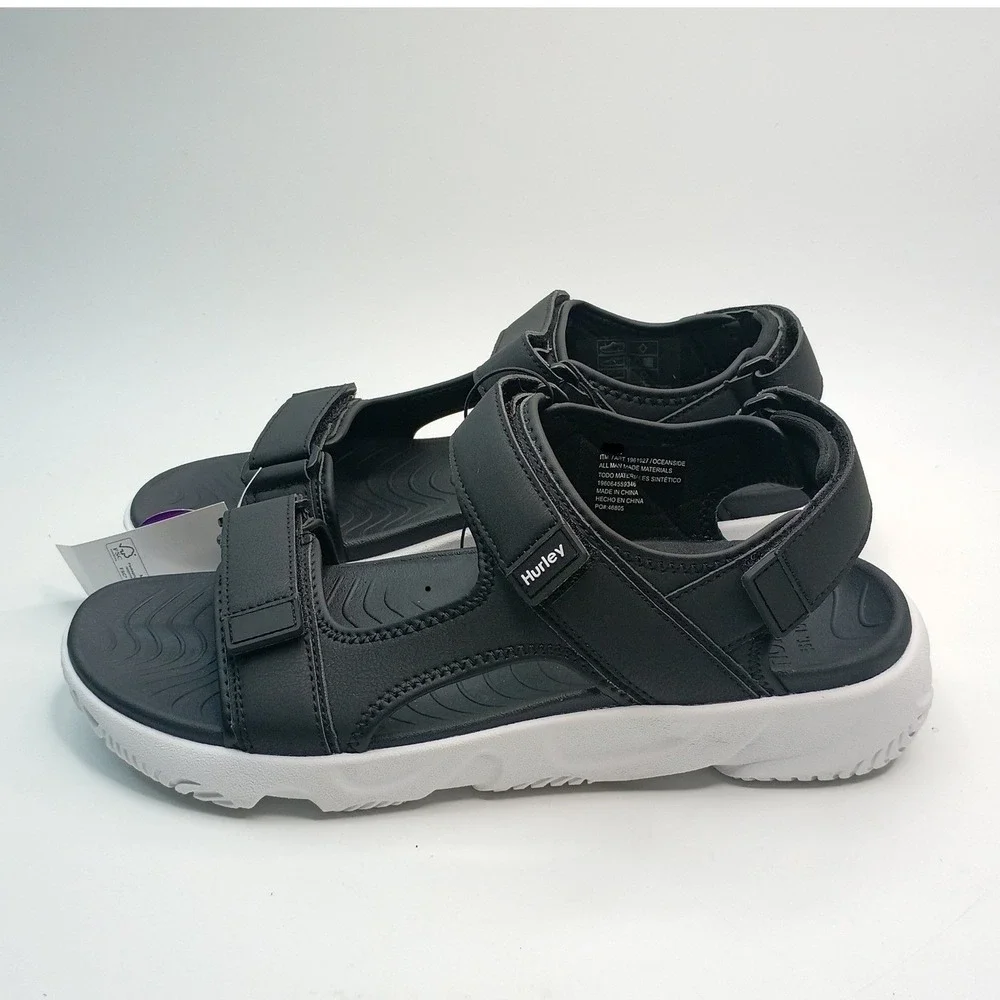 Hurley Oceanside Sandals Men Size 11 Black Synthetic Strappy Sport 1961927